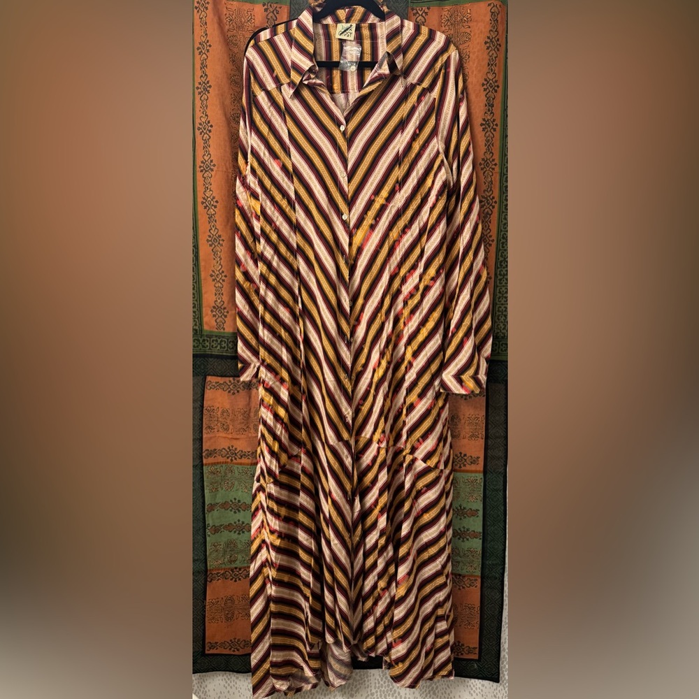 Jaded Gypsy Striped Button-Up Dress/Duster